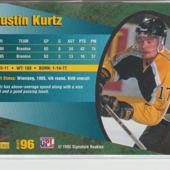 Justin Kurtz 1995 Signature Rookies Draft 96 Auto 3993/4500 #11 - Picture 2 of 2